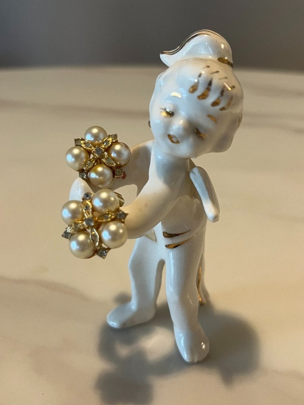 Vintage Faux Pearl Cluster Clip-On Earrings